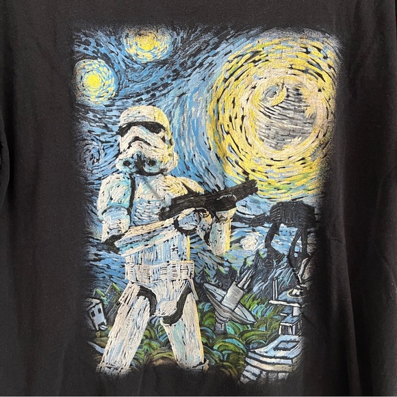 Fifth Sun Star Wars Storm Trooper Van Gogh Black Shirt-Size Men’s Large - Picture 2 of 4